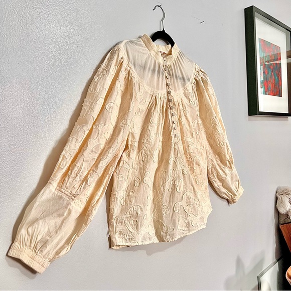 NWOT Rebecca Taylor Beige/Crème Floral Top-Stitching Blouse MSRP$350 - Picture 9 of 16